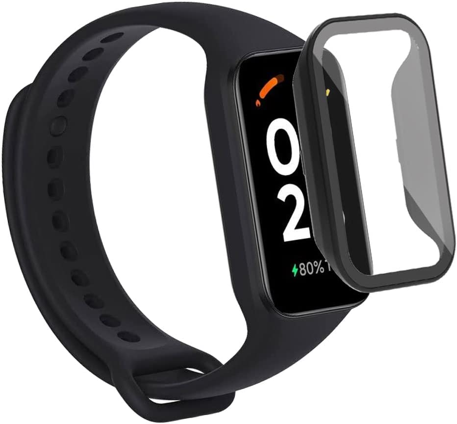 Redmi Smart Band 2 ケース 防水 一体型 3Dエッジ 超薄型 PC+ガラス素材 高透過率 カバー 全面保護 装着簡単 高耐久 …