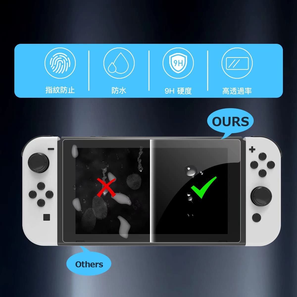 nintendo switch有機ELモデル対応 2枚入り 新型switch 有機elモデル Switch oled 画面 保護フィルム 日本硝子素材 9H 硬度 2.5Dラウンドエッジ加工 画面保護フィルム 全面保護 指紋防止 気泡ゼロ for -SWITCH(有機ELモデル)