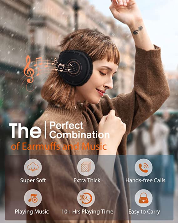 ヘッドホン オーバーイヤーヘッドホン bluetooth ワイヤレス マイク付き ハンズフリー通話 ヘッドフォン 無線 高音質 最大10時間連続再生 内蔵マイク付き 折り畳み可能 イヤーウォーマー イヤーマフ 内蔵HDスピーカー 冬用 男女兼用　温かい 洗える クールテックガジェット 2