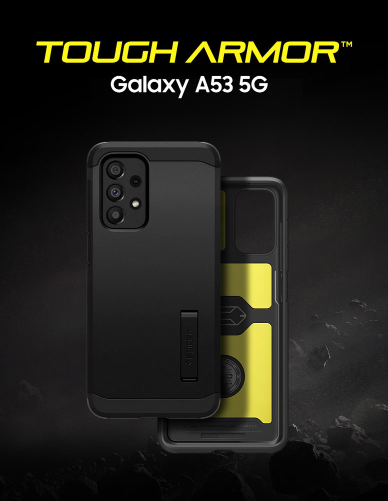 Galaxy A53 5G ケース キックスタンド タフ・アーマー シュピゲン 耐衝撃 米軍MIL規格取得 動画視聴 ギャラクシーa53 5G カバー スタンド 3重構造 アウトドア カメラ保護 傷つけ防止 samsung スマートフォン スマホケース スマホカバー simフリー