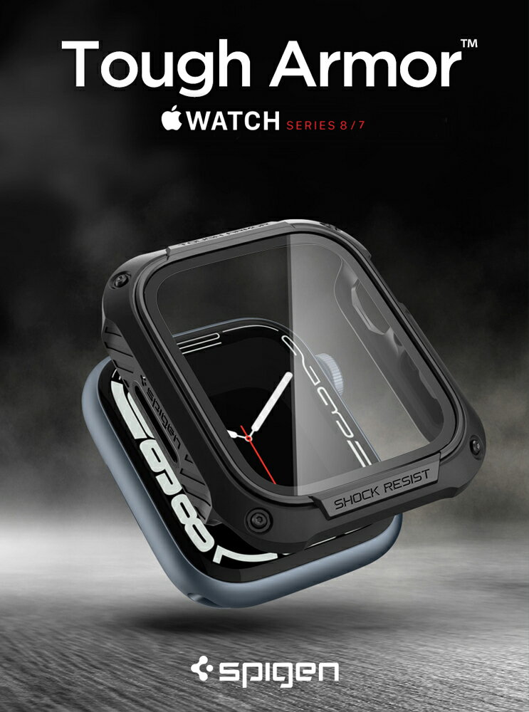 apple watch Series 9 8 7 カバー 液晶保護ガラスフィルム 一体型 フレーム タフ・アーマー シュピゲン 米軍MIL規格取得 Series 9 8 7 45mm 41mm 耐衝撃 アップルウォッチ ケース ブランド ビジネス 落下 衝撃 2023 新型