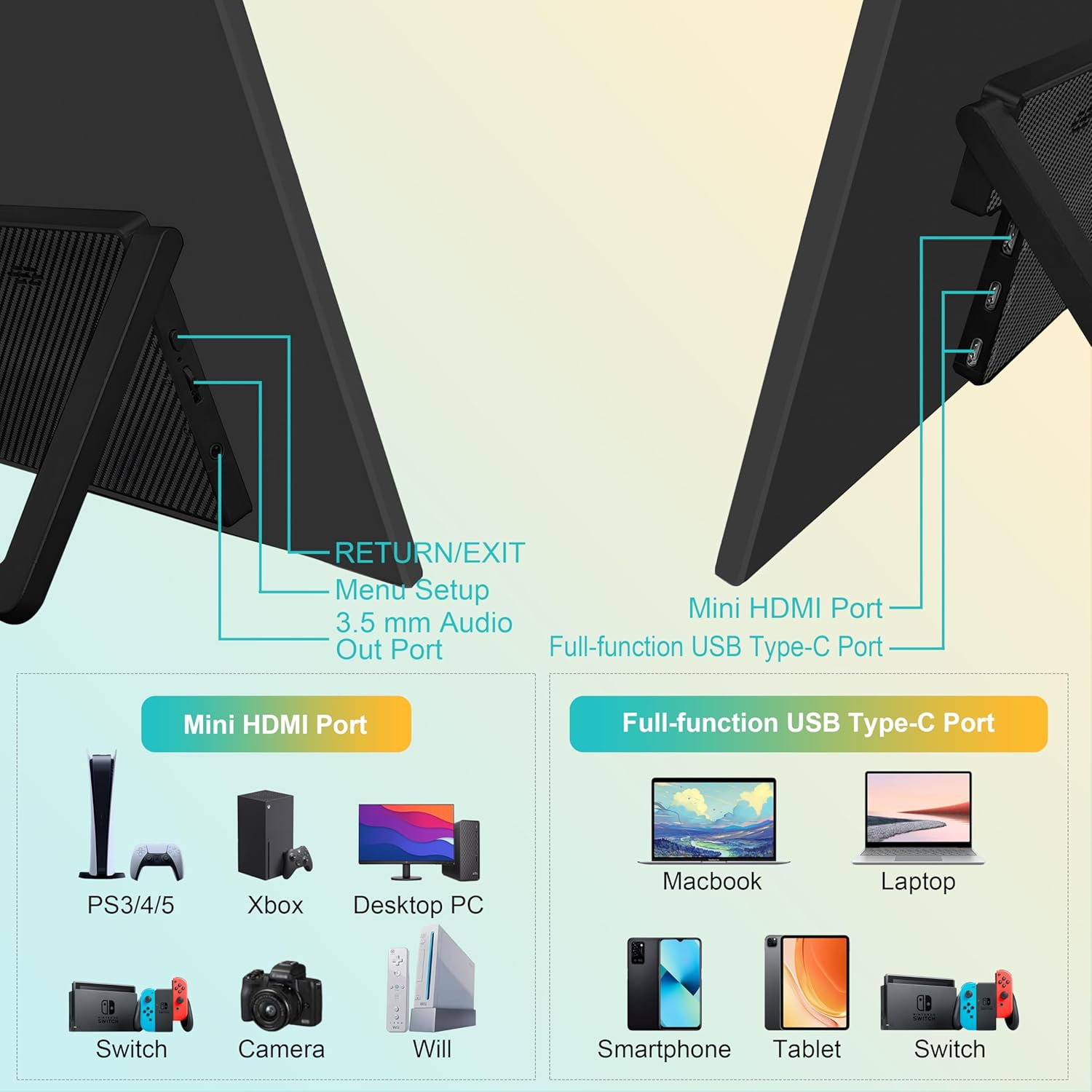 モバイルディスプレイ 18.5インチ 高速応答 IPS液晶 モバイルモニター 100Hz モニター タブレット スマホゲーミングモニター 大画面 スマートフォン パネル スピーカー FHD 1920x1080 MacBook Pro Mac Air 2018〜 Mac mini iPad Pro 100%sRGB FreeSync HDR jmei3rd-10031391 JMEI 3rd サンプル画像3