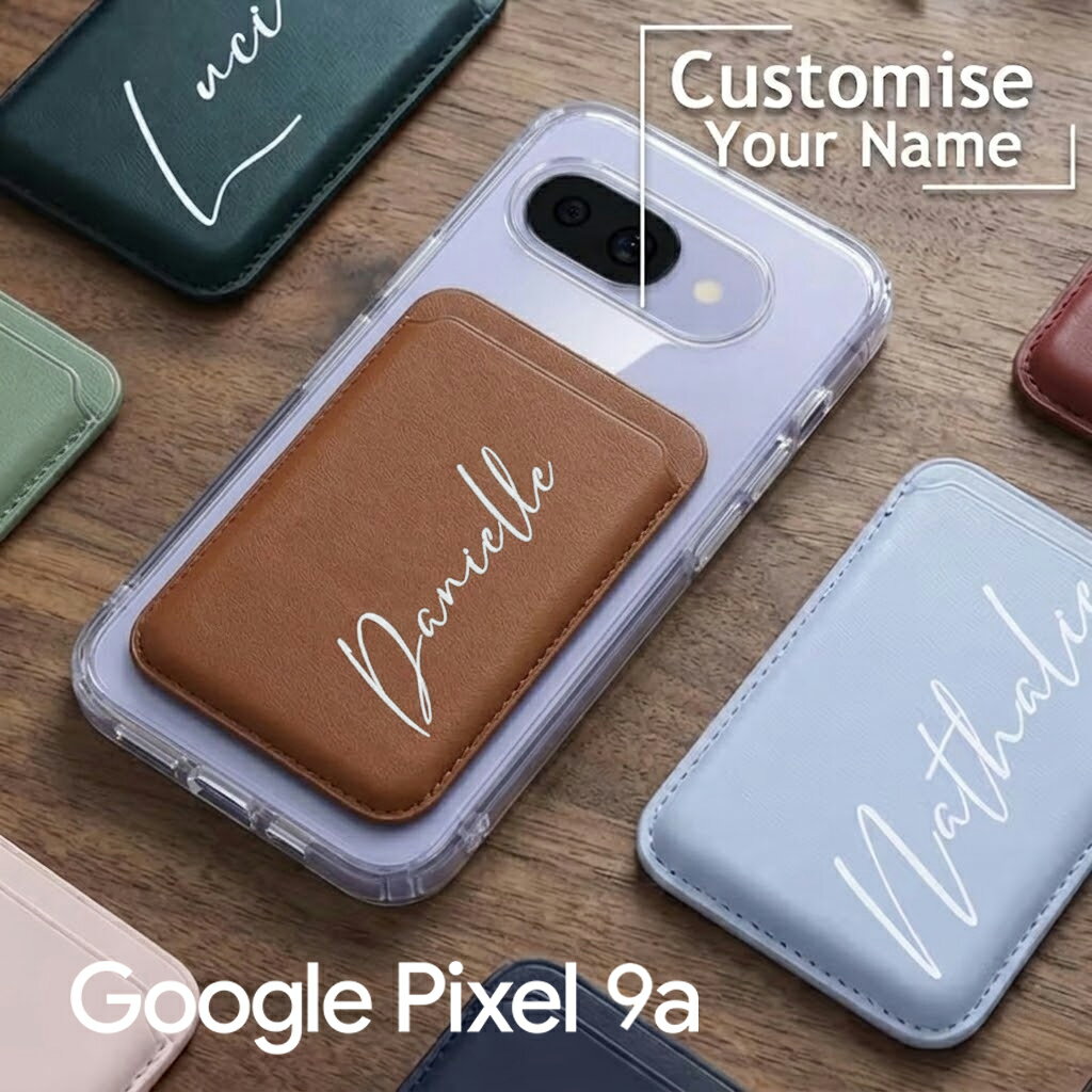 Rakuten - Pixel9a ケース MagSafe対応 背面カード収納 名入れ Google Pixel9a ケース 耐衝撃 クリア おしゃれ カード入れ 3枚収納可 スマホケース 落下防止 ピクセル 9a カバー くすみカラー カード収納 PUレザー ニュアンスカラー 刻印 オリジナル スマートフォン
