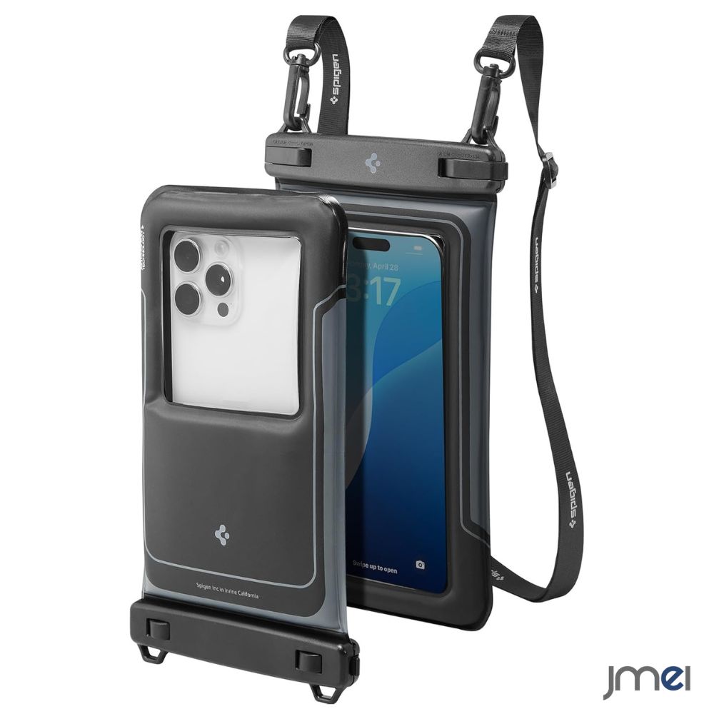 Rakuten - スマホ防水ケース Spigen 水に浮く 2枚セット 防水ケース IPX8 エアクッション フローティングケース IPX8 防水 フローティング エアクッション 顔認証対応 タッチ操作可 透明窓 ネックストラップ付 大画面対応 汎用サイズ 軽量 密封ロック アウトドア