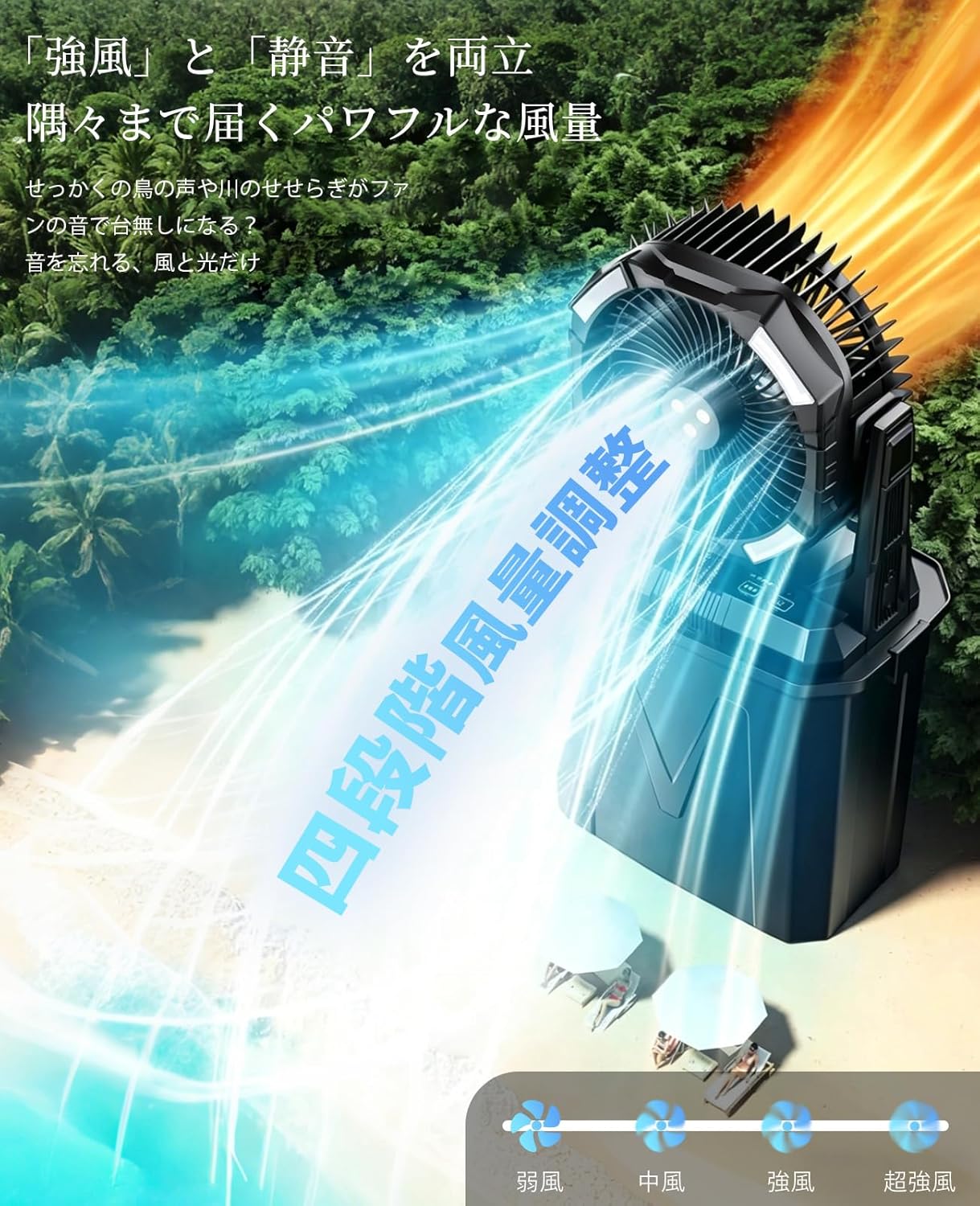 大型ファン 扇風機 ミスト付 10L大容量タンク 40000mAhバッテリー 瞬間冷却 充電式...