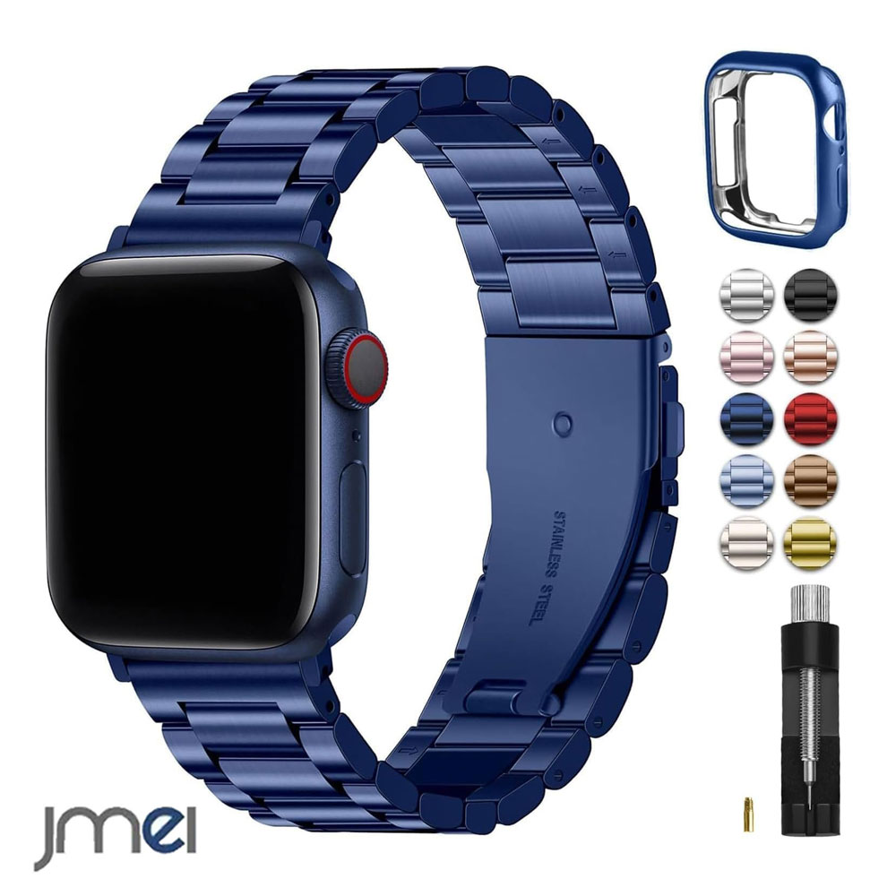 アップルウォッチ バンド 42mm 44mm 45mm 対応 Apple Watch ベルト ステンレス 保護カバー付き 調整工具付き メタル 金属 耐食性 耐汗 ビジネス メンズ レディース 交換ベルト ジョギング ジム トレーニング 通勤 通学 オフィス ランニング 散歩 旅行 普段使い
