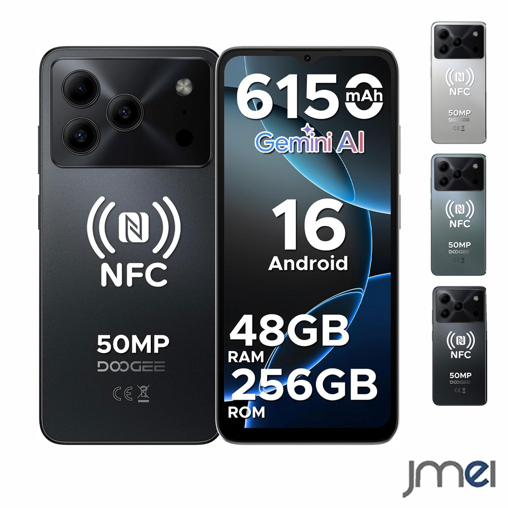 SIMフリー スマホ Android 16 Gemini AI 6.56インチ 90Hz 5000万画素 48GB 256GB 2TB拡張 6150mAh 4G デュアルSIM 指紋認証 顔認証 ケース付属 リモートワーク 在宅勤務 ビジネス用 サブ機 ナビ利用 動画視聴 SNS 読書 写真撮影 旅行 トラベル 持ち運び 通勤 通学