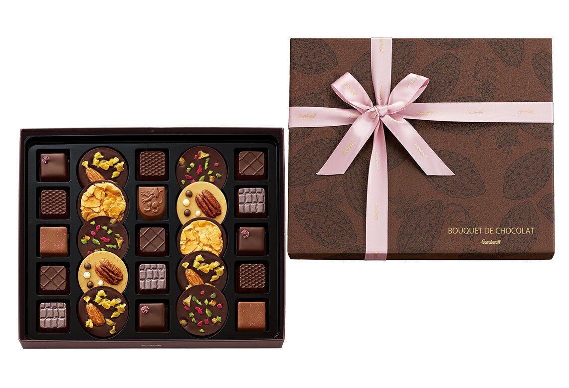 商品名 バレンタイン 2026 ゴンチャロフ ブーケ ド ショコラ チョコレート 詰め合わせ 25粒入 ギフト チョコ 本命 義理 プレゼント スイーツ お菓子 洋菓子 映え マンディアン ナッツ ドライフルーツ 手提げ袋付き 人気 ブラン...