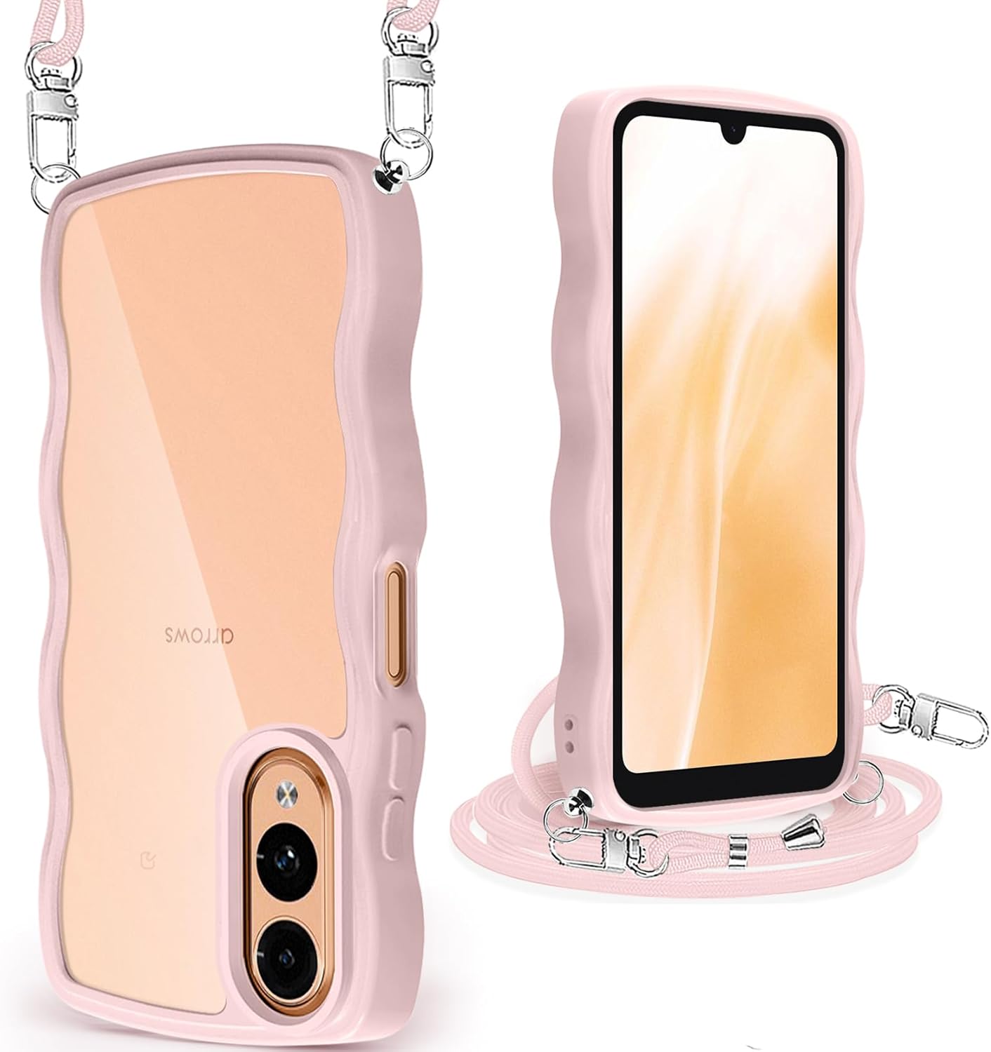 乐天商城 - Arrows We2 F-52E ケース ウェーブ クリア ショルダー ストラップ付き アローズWe2 FCG02 カバー 人気 耐衝撃 透明 Arrows We2 スマホケース 首かけ 肩掛け TPU 薄型 軽量 取り外し可能 長さ調整可能