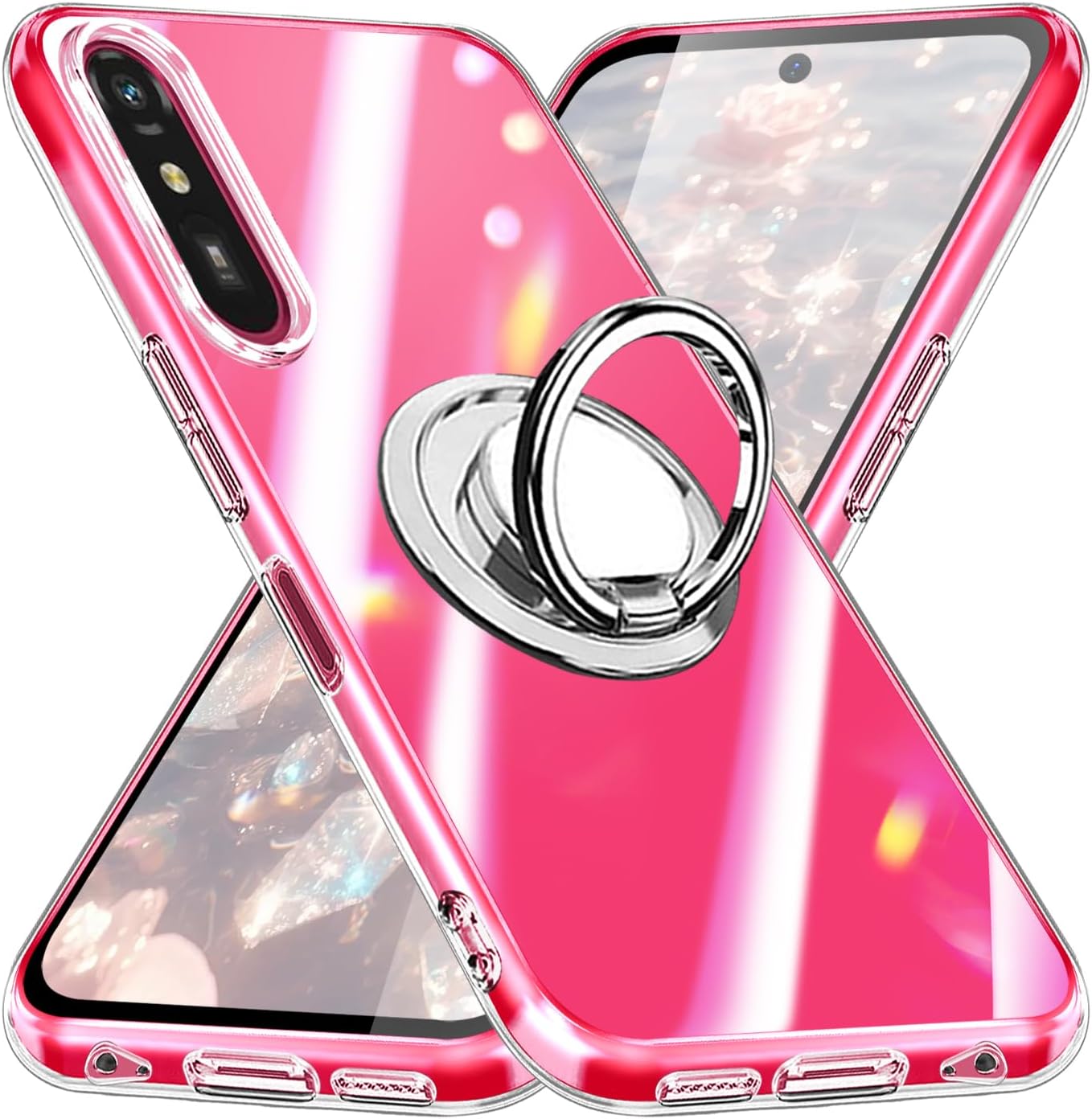 乐天商城 - らくらくスマートフォンLite MR01 ケース クリア リング付き au TPU らくらくスマートフォンLite MR01 ソフト カバー 専用 黄変防止 耐衝撃 薄型 ケース らくらくスマートフォンLite 車載ホルダー対応 滑り止め 落下防止 スマホケース スタンド機能