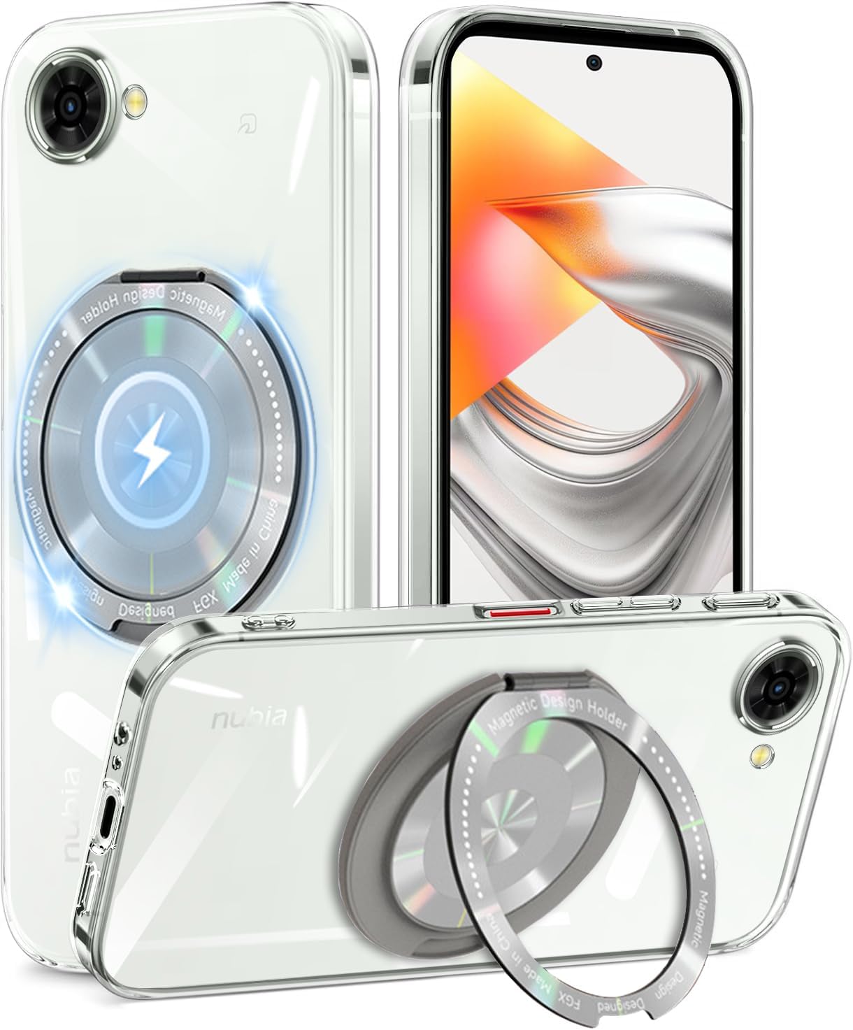 乐天商城 - nubia S2 Lite ケース クリア リング付き 360°回転スタンド nubia S2R ケース nubia S2e ケース 耐衝撃 ヌビアs2lite カバー 薄型 軽量 人気 nubia Z6305R A507Z スマホケース 透明 TPU 車載ホルダー対応 2026 スマートフォン