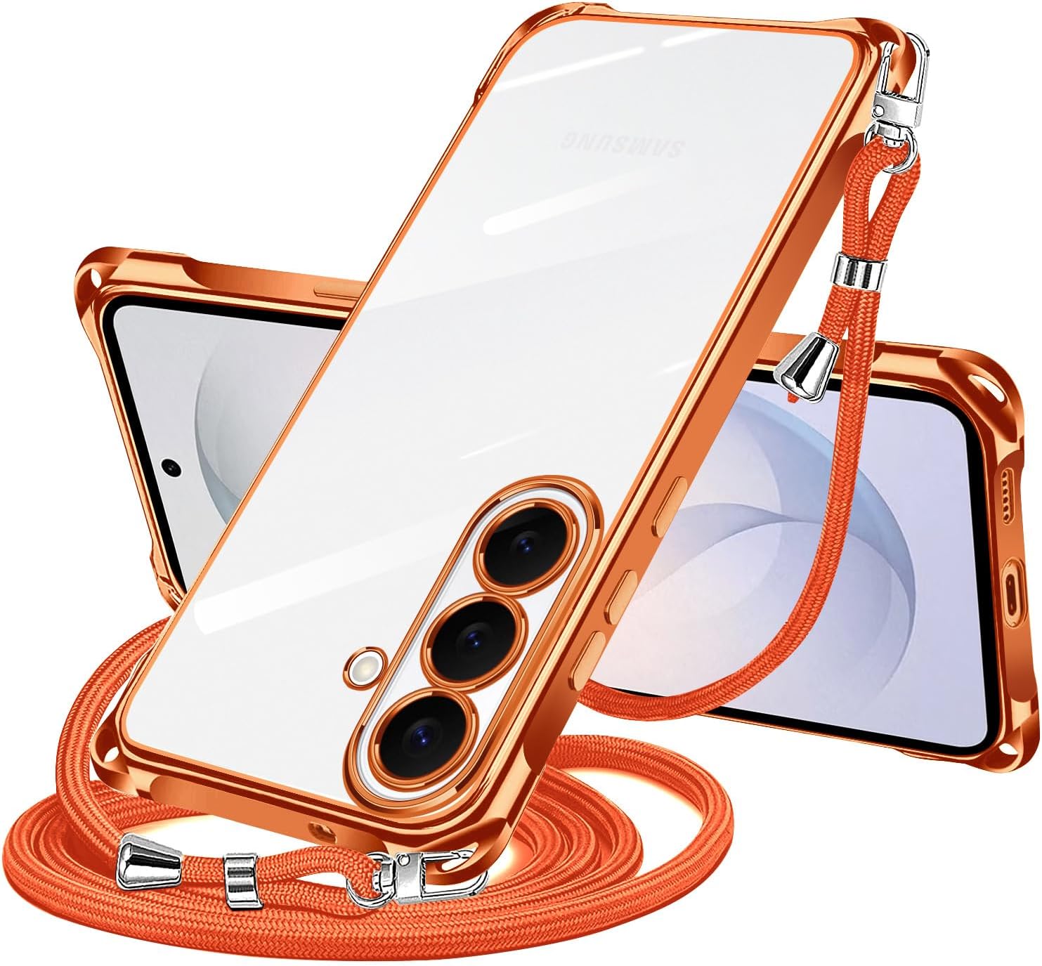 Rakuten - Galaxy S26 ケース ショルダー 背面クリア メッキ加工 スマホケース ギャラクシー S26 ウルトラ カバー 肩掛け 斜めかけ 縄掛けケース 透明 TPU 薄型 耐衝撃 紐付き Galaxy S26 Ultra ケース ネックストラップ 縦 横 2WAY 長さ調整可能 取り外し可能