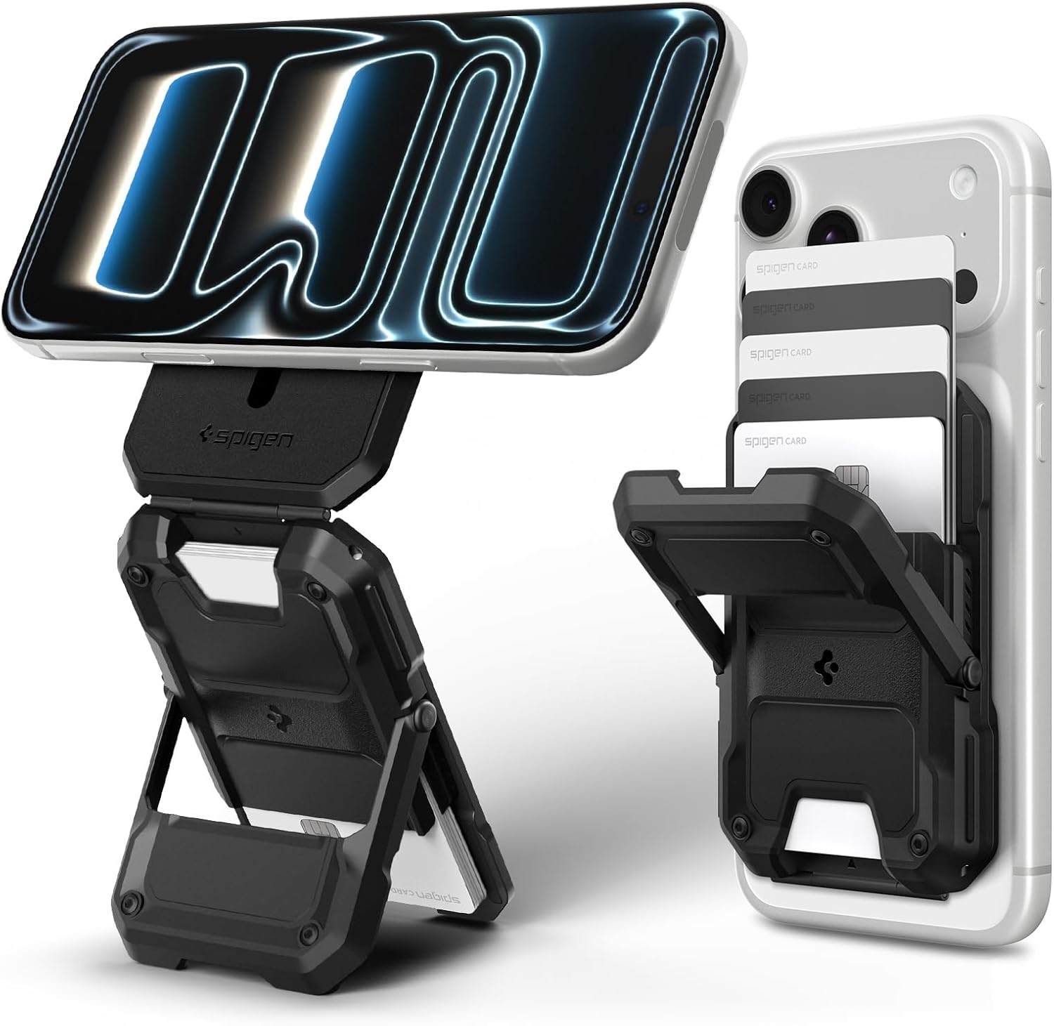 Rakuten - MagSafe対応カードケース シュピゲン タフ・アーマー・プロ・マグフィット RFIDブロッキング 5枚カード収納 キックスタンド付き カードホルダー マグネット iPhone 17 Pro iPhone Air 16 15 14 13 12 mini Plus シリーズ マグネット式ウォレット