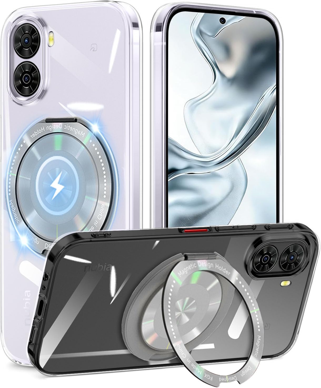 乐天商城 - nubia S2 ケース クリア リング付き 360°回転スタンド nubia S2 A504ZT ケース 耐衝撃 ヌビアs2 カバー 薄型 軽量 人気 nubia A504ZT スマホケース 透明 TPU 車載ホルダー対応 ヌビア S2 カバー 回転リング スマートフォン