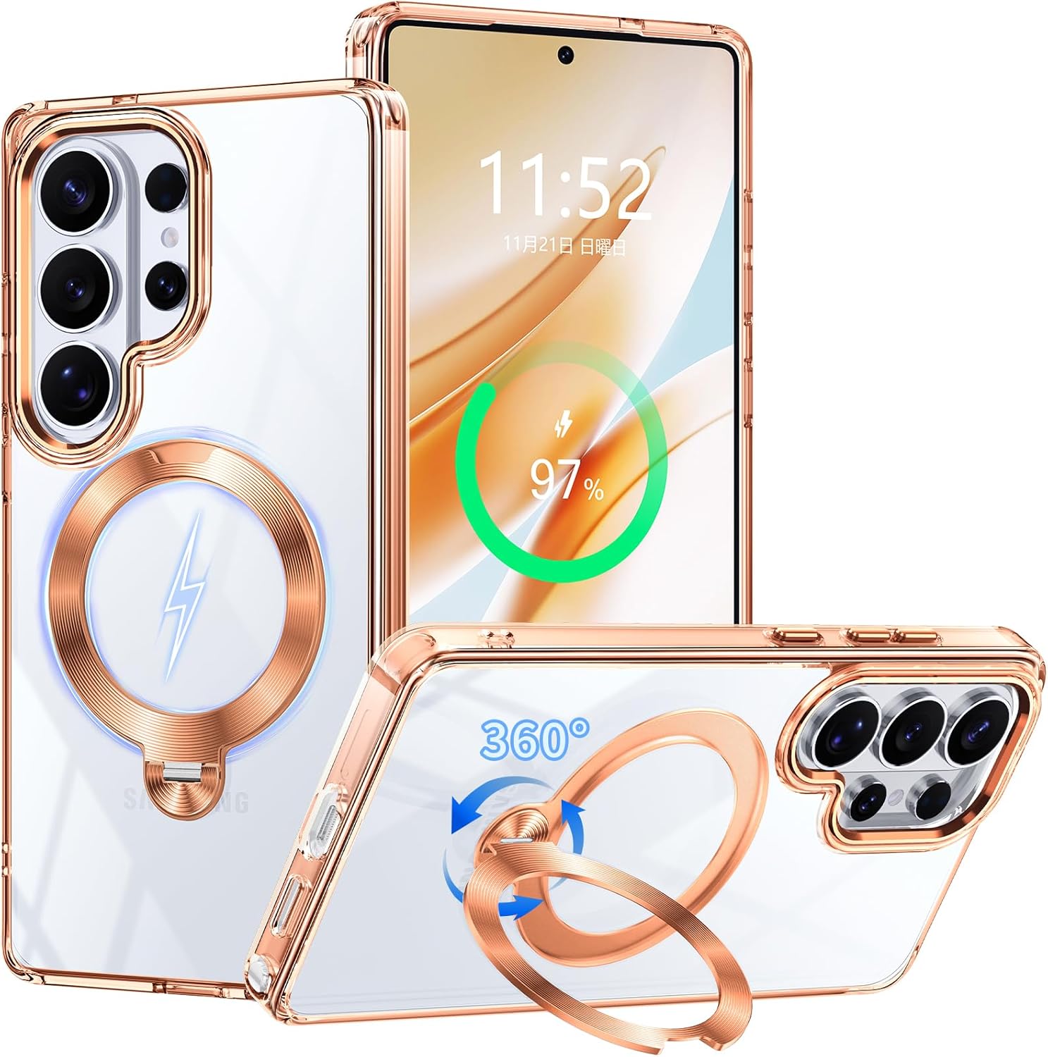 乐天商城 - Galaxy S26 ケース リング付き MagSafe対応 360度回転式マグネットスタンド 縦横両対応 米軍MIL規格 耐衝撃 透明 黄ばみ防止 Galaxy S26 Ultra ケース 指紋防止 滑り止め SC-51G ギャラクシー s26 カバー ストラップホール付き おしゃれ スマホケース