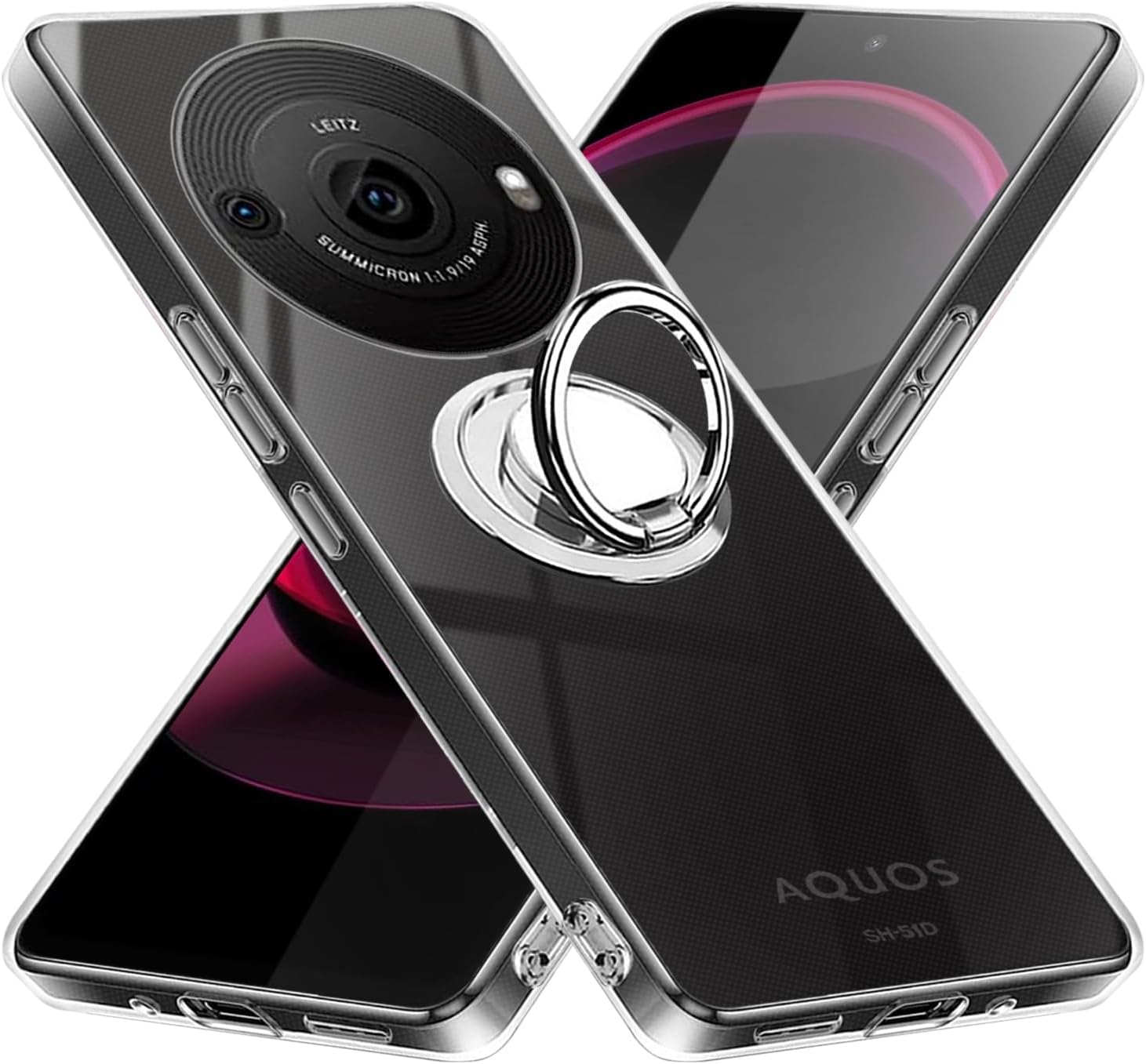乐天商城 - AQUOS R8 Pro SH-51D ケース リング付き 耐衝撃 AQUOS R8 SH-52D ケース TPU 透明 カメラ保護 傷つけ防止 スマートフォン 車載ホルダー対応 アクオス r8 プロ カバー スマホケース スマホカバー simフリー