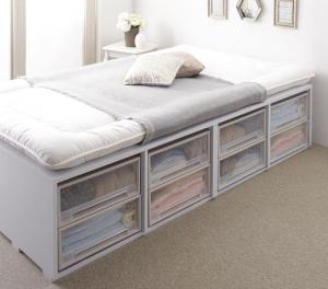 ベッド 収納付きベッド フィッツ マットレス付き 収納 収納付 収納ベッド 大容量 収納ボックス 引き出し 布団 敷き布団 おしゃれ 薄型スタンダードポケットコイルマットレス付 引き出しなし ハイタイプ セミダブル 組立設置付