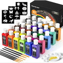 【送料無料】 布用絵の具 30色セット 60ml 布絵の具 布描き絵の具 メタリックカラー ウォッシャブル 洗っても落ちない ファブリックペイント ペイントブラ...