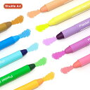 【送料無料】蛍光ペン パステルカラー 10色セット 固形蛍光マーカー 蛍光クレヨン 淡い色合い 速乾 裏移りしにくい 繰り出し式 ゲルインク 透明ケース付き 教...