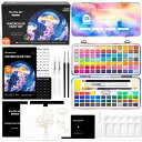 【クーポン5%OFF&P10倍UP!7/20迄】固形水彩 48~128色セット 固体水彩絵の具 ハーフパン ペイントブラシ 水筆ペン 水彩紙 パレット スケッチ...