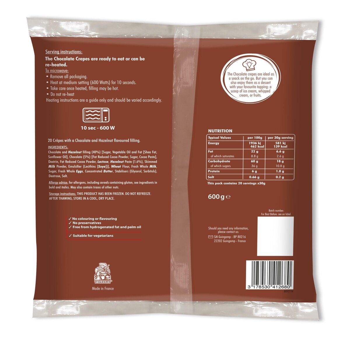 送料無料！（北海道、沖縄ほかの除く）楽天店限定：(コストコ) フレンチチョコレートクレープ 1パック 30g x 20個入　2セット