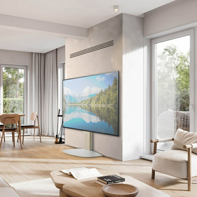 送料無料!(コストコ) 朝日木材加工 壁寄せテレビスタンド WS-BL840-NA ロータイプ ナチュラル木目&ホワイト ※ご注文後7-14日でお届けします [2]