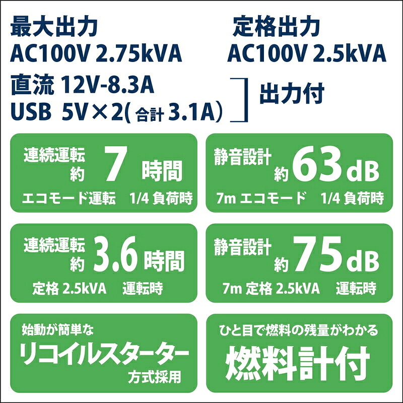 送料無料！(コストコ) MUSASHI インバーター発電機 50/60Hz 共用 EG2750I　※ご注文...