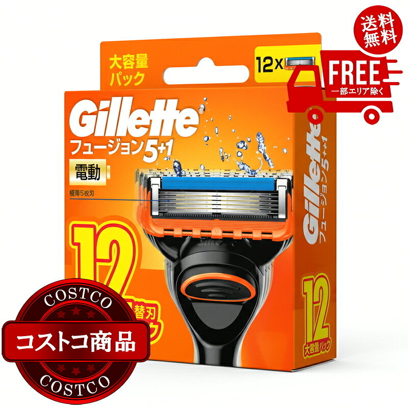 送料無料！(コストコ) ジレット フュージョン 電動タイプ 髭剃り カミソリ 替刃12個 ※ご注文後2-3日以内にお届けします
