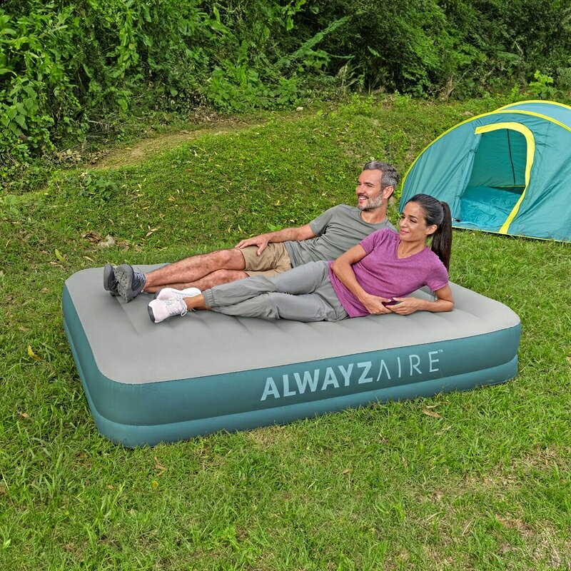 JM 日本と世界の特選品 楽天市場店の送料無料！(コストコ) BESTWAY エアーマット 2.03m x 1.52m x 36cm グレー＆コバルトグリーン　※ご注文後2-3日以内にお届けします｜アングル2