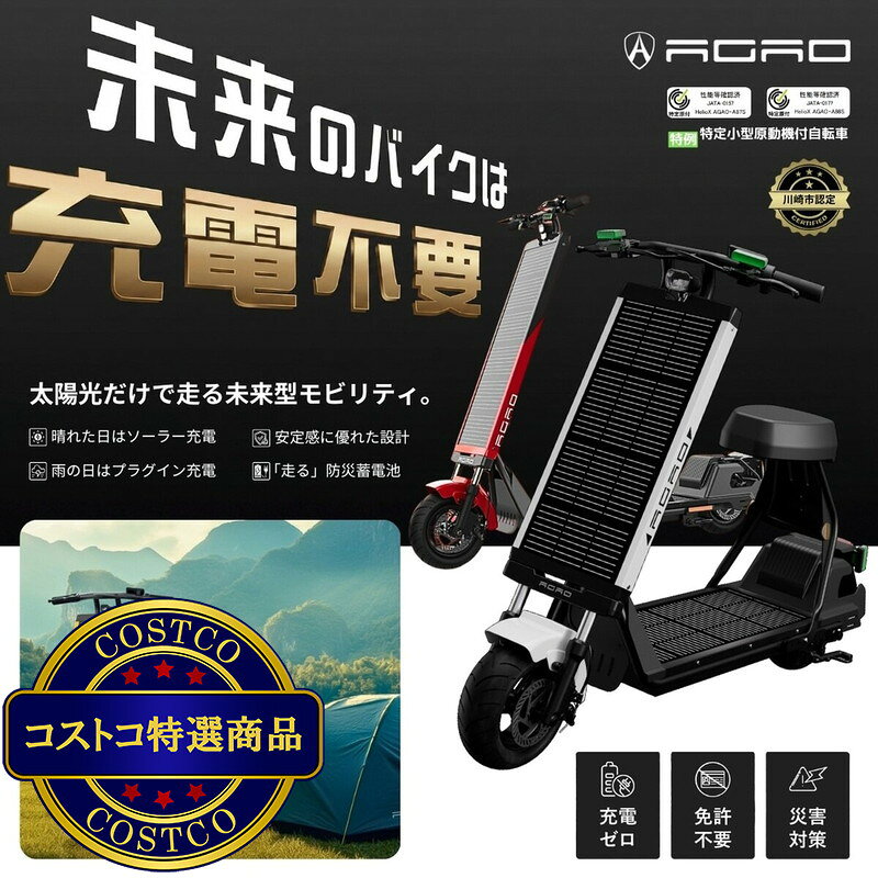 JM 日本と世界の特選品 楽天市場店の送料無料！(コストコ) AGAO ソーラー式電動キックボード レッド　※ご注文後5-14日でお届けします｜アングル3