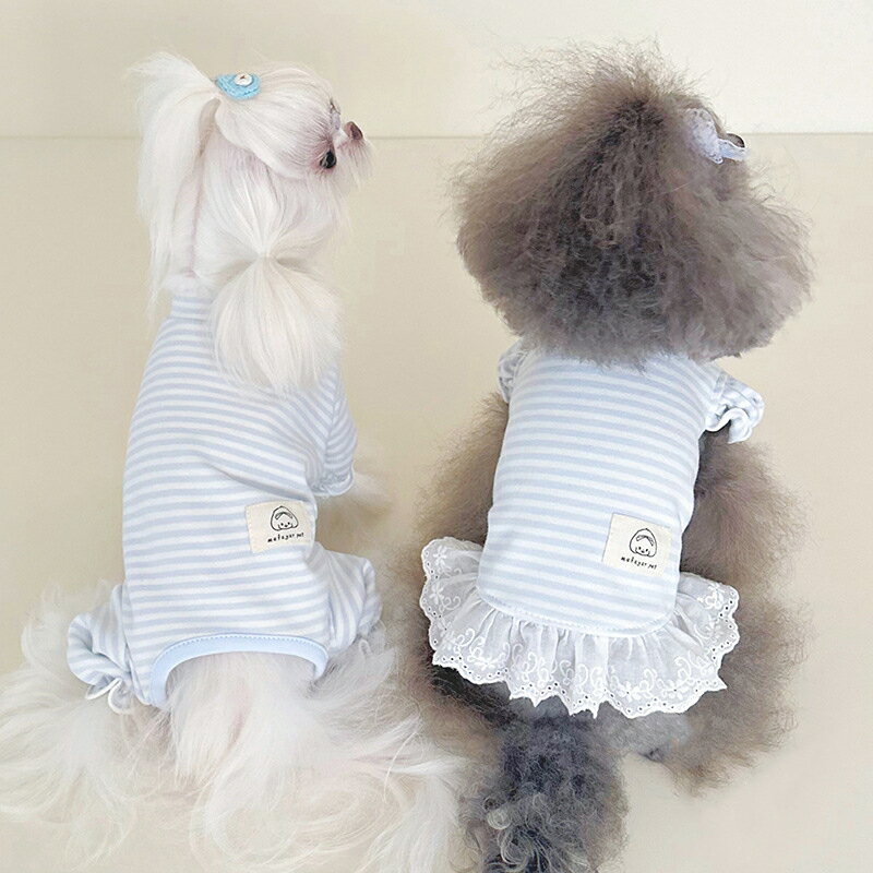 【本日はポイント10倍】犬服 ロンパース 術後着 術後ウェア パジャマ 女の子 男の子 ネコ キャット 春 夏 秋用 2タイプ トップス 袖付き 皮膚保護 傷舐め 傷口保護 犬服 レース 春服 可愛い おしゃれ 綿レース 柔らかい