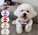 【よりどり2着で300円OFF/よりどり3着で500円OFF】犬服 ドッグウェア リード付きハーネス 2点セット 4色可愛い オシャレ オールシーズン対応 フリフリ袖 重ね着 柔らかい おもしろい 可愛い 丈夫で安心 お出かけ 楽しい