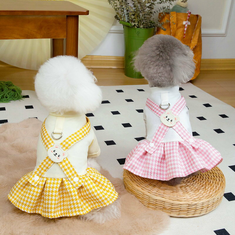 【よりどり2着で300円OFF/よりどり3着で500円OFF】ドッグウェア 犬服 犬用ウェア ペットウェア ドレス ワンピース 春 夏 春用 夏用 小型犬用 中型犬用 可愛い おしゃれ お散歩 チェック柄 ニット 綿 可愛い 女の子 1000円ポッキリ