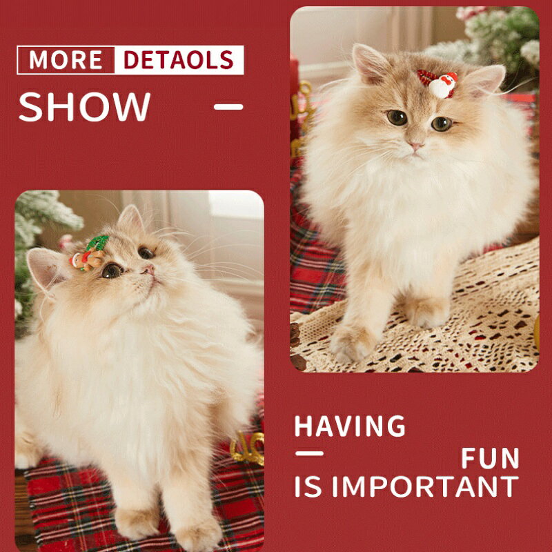 犬 ペット 猫 ヘアアクセサリー クリスマス用 パッチンピン パッチンコームピン 2...