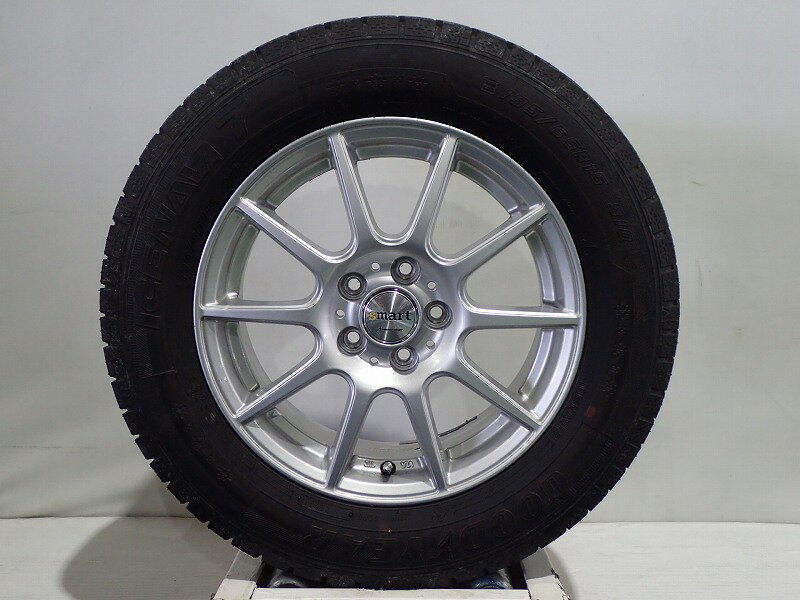 【5/9～20P20倍】【中古】195/65R15 スタッドレスタイヤ ホイール 4本セット グッドイヤー アイスナビ7 1560+45-5H100 マルカサービス スマート （ 15インチ 195/65-15 ）