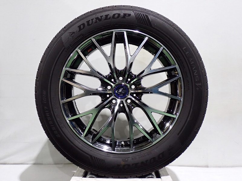 【中古】225/55R17 サマータイヤ アルミホイール 4本セット ダンロップ ルマン5プラス 1770+47-5H100 ウェッズ レオニスMX （ 17インチ 225/55-17 ）