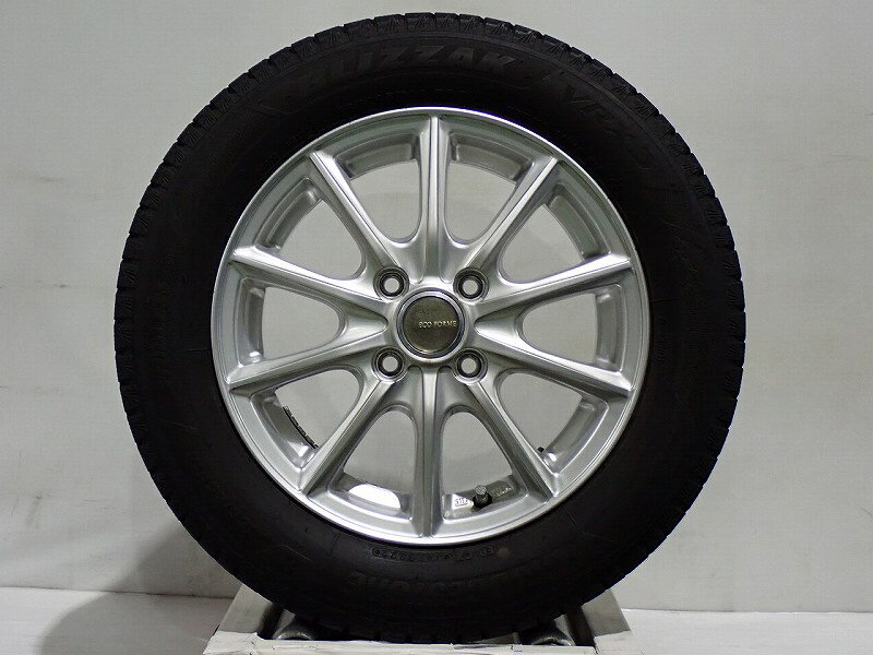 【中古】165/65R14 スタッドレスタイヤ アルミホイール 4本セット ブリヂストン ブリザックVRX3 1445+45-4H100 ブリヂストン エコフォルム （ 14インチ 165/65-14 ）