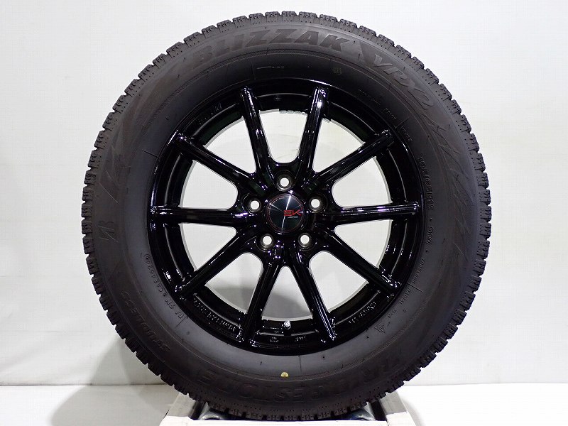 【中古】195/65R15 スタッドレスタイヤ アルミホイール 4本セット ブリヂストン ブリザックVRX2 1560+45-5H100 共豊 ザインEK （ 15インチ 195/65-15 ）