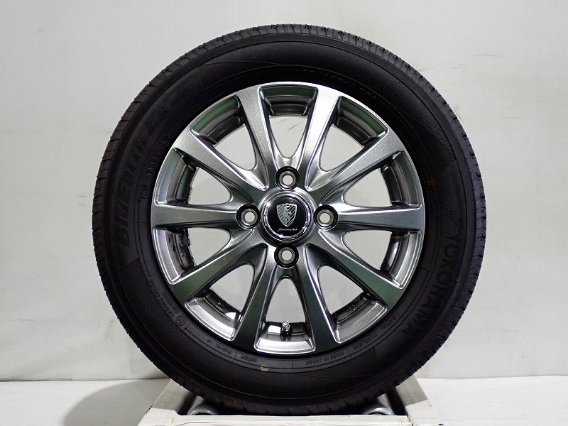 【中古】155/65R13 サマータイヤ アルミホイール 4本セット ヨコハマ ブルーアースES ES32 1340+42-4H100 マルカサービス ユーロスピード （ 13インチ 155/65-13 ）