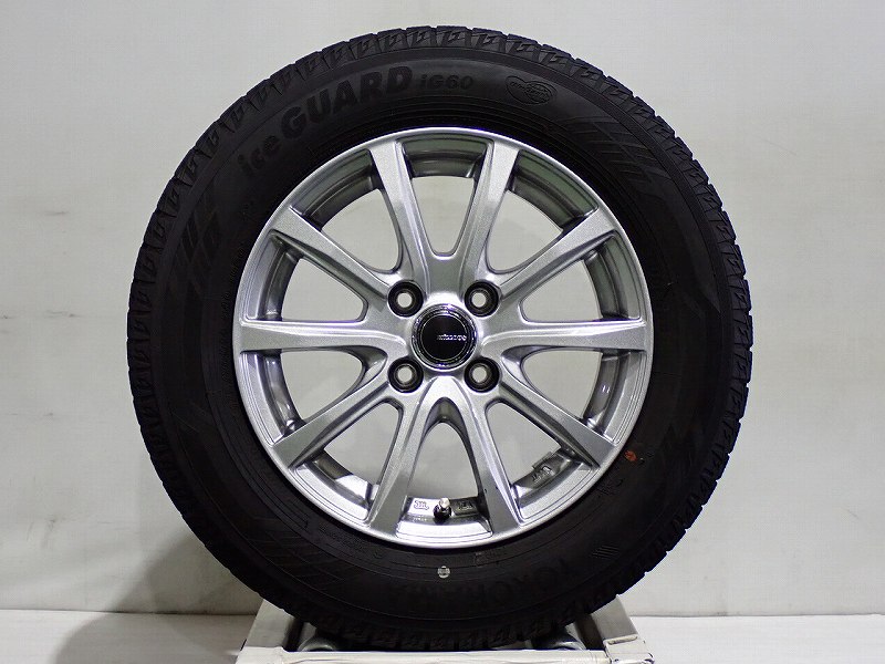 【中古】175/70R14 スタッドレスタイヤ アルミホイール 4本セット ヨコハマ アイスガードIG60 1455+38-4H100 ヨコハマ ミルアス （ 14インチ 175/70-14 ）