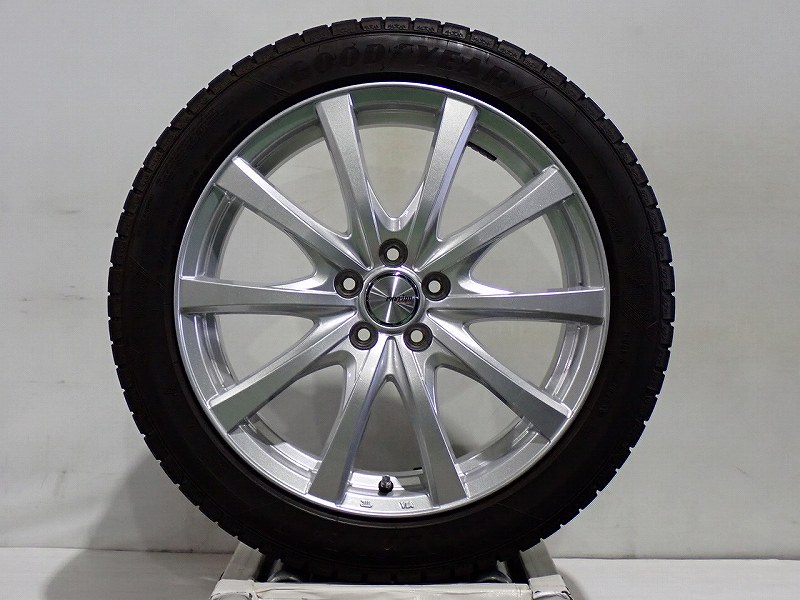 【中古】215/45R17 スタッドレスタイヤ アルミホイール 4本セット グッドイヤー アイスナビ8 1770+50-5H100 ウェッズ ラブリオンRS01 （ 17インチ 215/45-17 ）