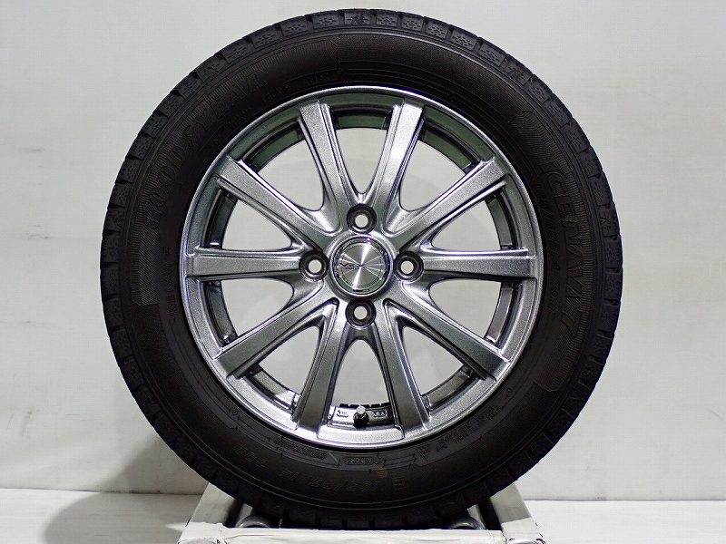 【中古】165/65R14 スタッドレスタイヤ アルミホイール 4本セット グッドイヤー アイスナビ7 1445+45-4H100 インターミラノ VEX （ 14インチ 165/65-14 ）