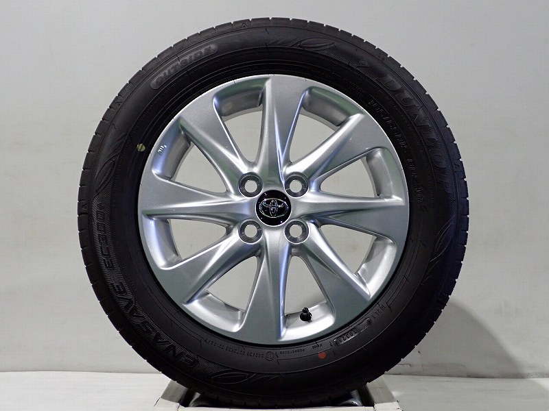 【中古】185/65R15 サマータイヤ アルミホイール 4本セット ダンロップ エナセーブEC300プラス 1560+45-4H100 トヨタ 10系 アクア （ 15インチ 純正 ST 新車外し 185/65-15 ）