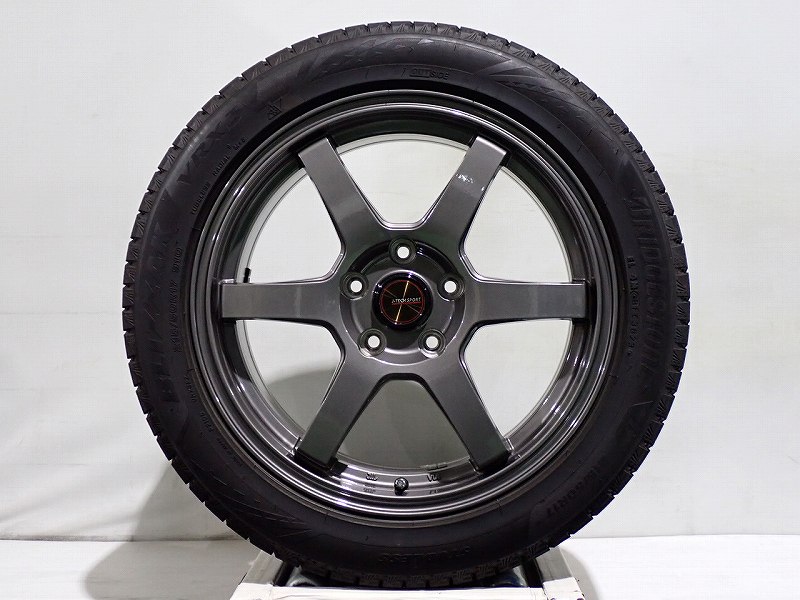 【中古】215/50R17 スタッドレスタイヤ アルミホイール 4本セット ブリヂストン ブリザックVRX3 1770+48-5H114.3 トライアルファ Jテックスポーツ （ 17インチ 215/50-17 ）