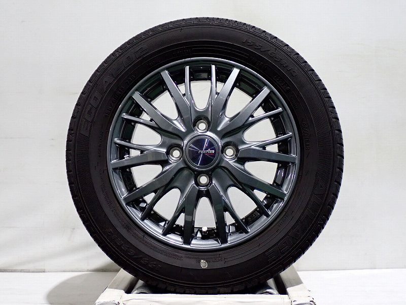 【中古】155/65R13 サマータイヤ アルミホイール 4本セット グッドイヤー アレージエコAL02 1340+45-4H100 ウェッズ ラブリオンRM01 （ 13インチ 155/65-13 ）