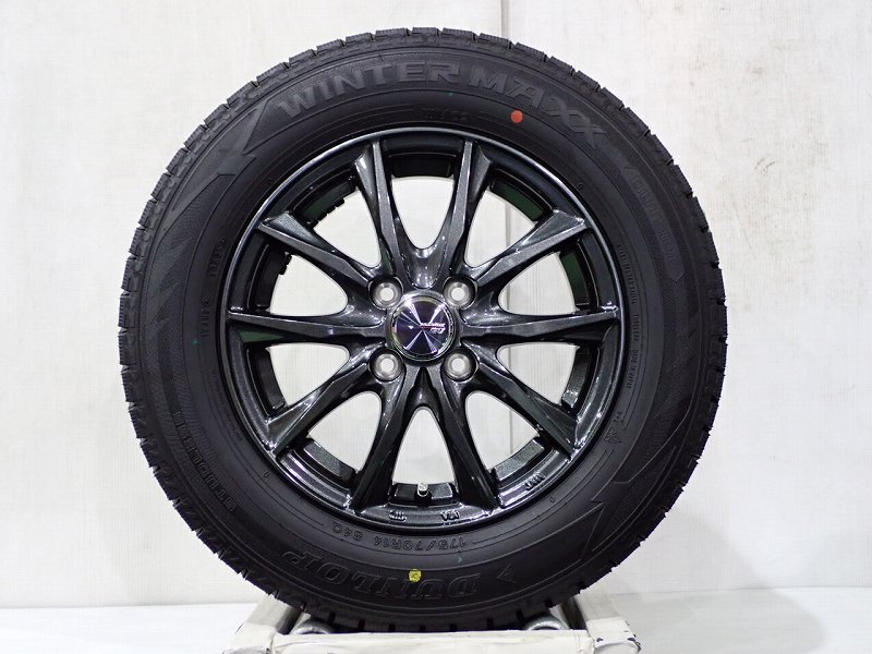 175/70R14 スタッドレスタイヤ アルミホイール 4本セット ダンロップ ウインターマックスWM02 1455＋38-4H100 BARRAZ （ 14インチ アウトレット 未使用 175/70-14 ）