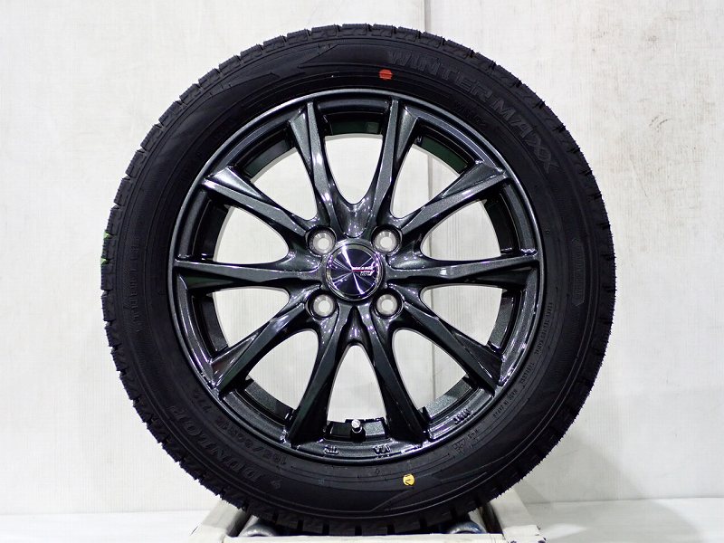 Rakuten - 165/60R15 スタッドレスタイヤ アルミホイール 4本セット ダンロップ ウインターマックスWM02 1545＋45-4H100 BARRAZ （ 15インチ アウトレット 未使用 165/60-15 ）