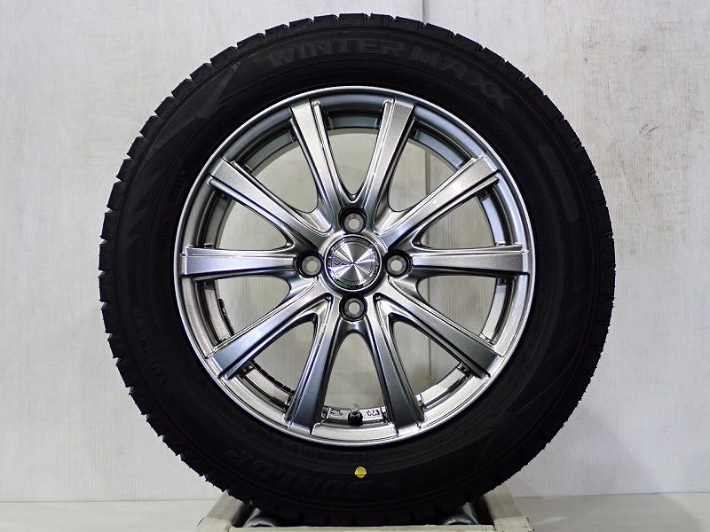 175/65R15 スタッドレスタイヤ アルミホイール 4本セット ダンロップ ウインターマックスWM02 1555＋42-4H100 VEX （ 15インチ アウトレット 未使用 175/65-15 ）