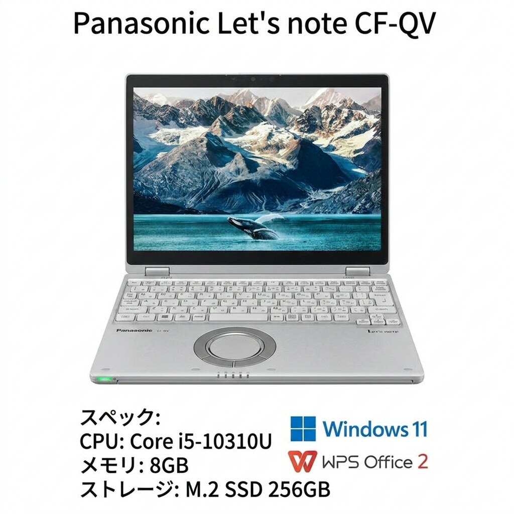 Rakuten - 【美品】【楽天スーパーセール】 パナソニック レッツノート Let's note CF-QV9 Core i5 第10世代 8GB SSD256GB 12インチ 360度回転 タッチパネル Windows11Pro WPSOffice 動作確認済み 256gb core i5 microsoft office ssd 16gb webカメラ