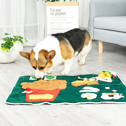 いい肌発信!美・サイエンスの探犬マット ランチ 犬 いぬ わんこ 探犬 知育 玩具 おもちゃ 知育トイ ノーズワーク 嗅覚 鼻 しつけ 布 マット｜アングル3